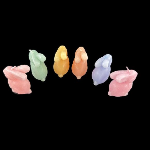 2) Meri Meri 6 Bunny Easter Candles, Pastel 2.5"H x 1 5/8"L,  2.5 Burn Hours - Picture 8 of 10